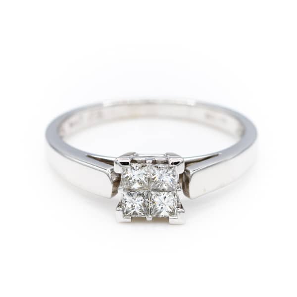 14K White Gold 0.40TW SI2 G to H Princess Cut Diamond Ring [OECR1010-12 ...